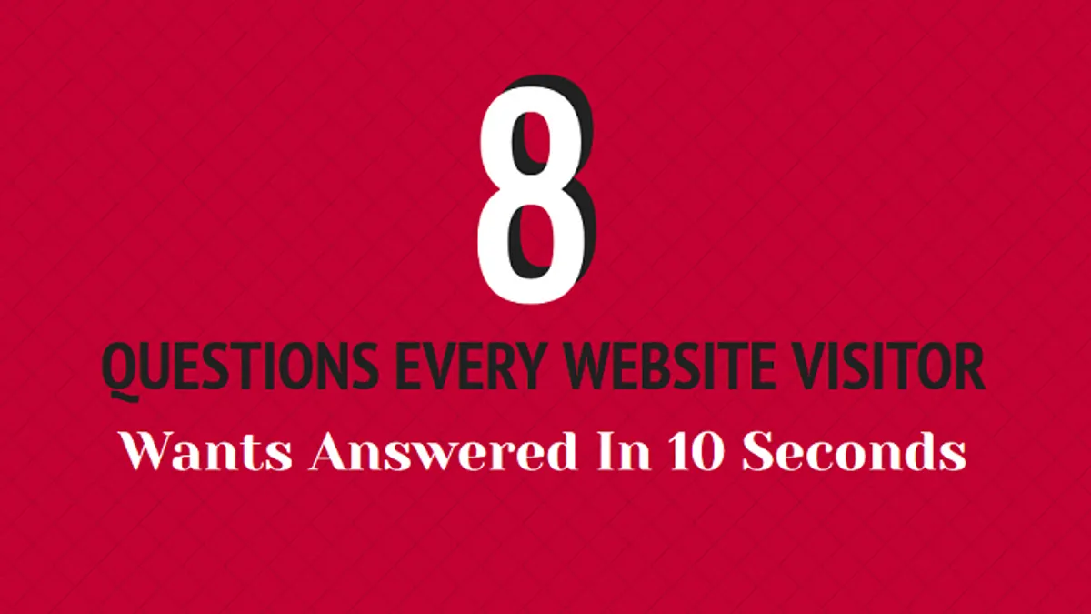 8 Questions for Website Visitors infographic